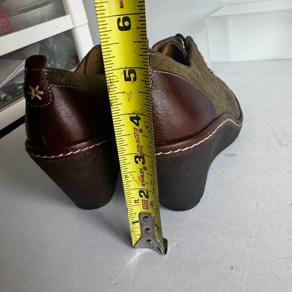 Sofft Premier Womens 7W Booties Suede Camila Havana Green Brown Wedge Lace up Bo - Picture 14 of 14